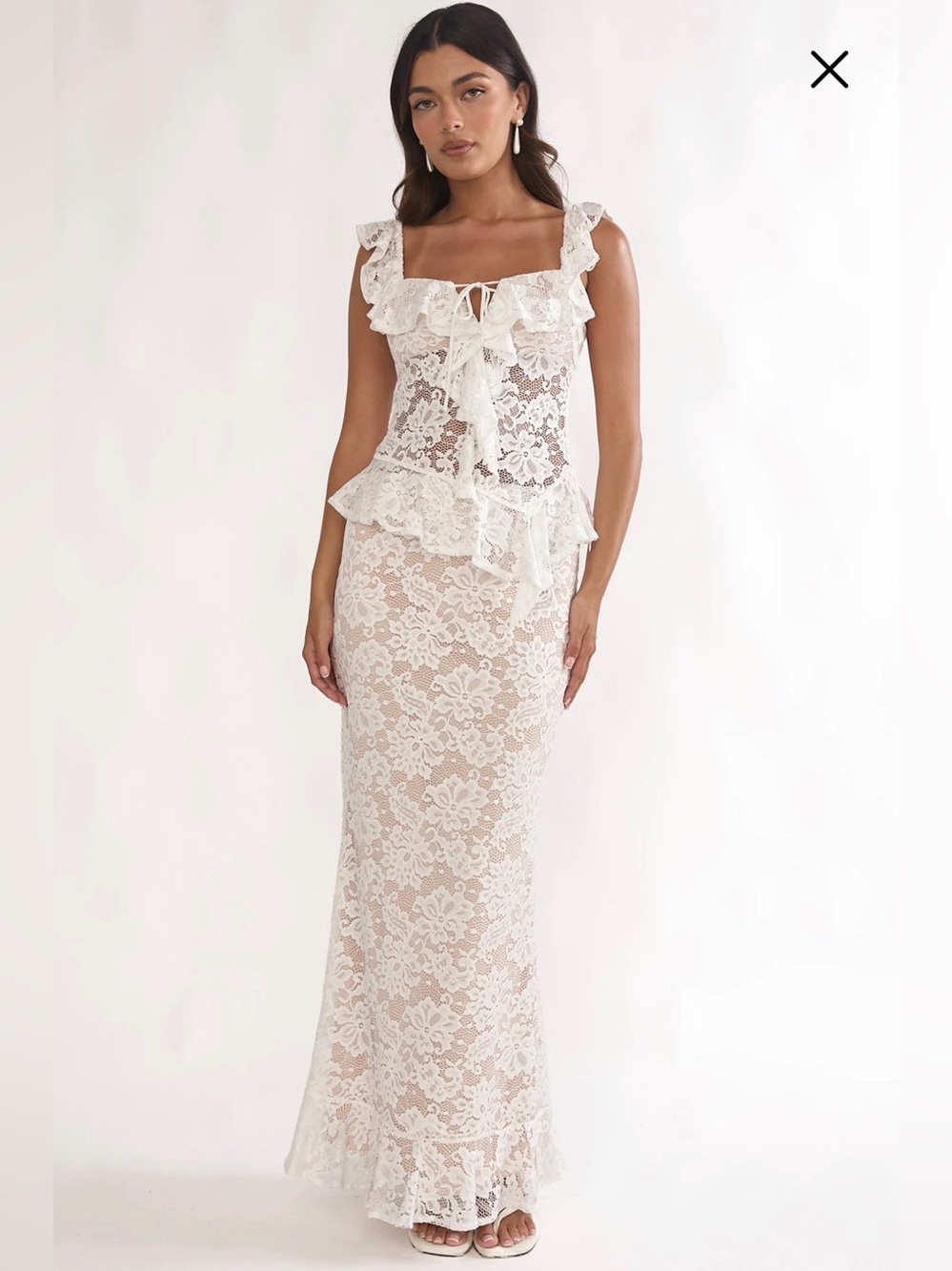 Kelina Ruffle Lace Top and Maxi Skirt Set